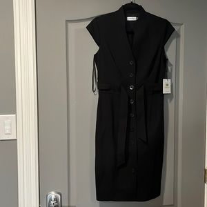 NWT - Calvin Klein Sleeveless Black Dress with full front buttons - size 4